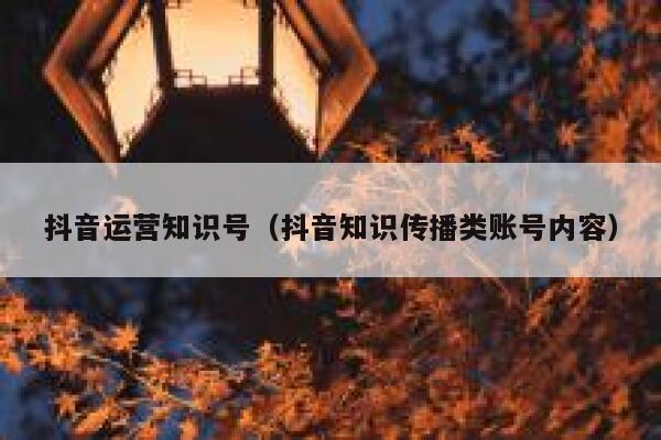 抖音运营知识号（抖音知识传播类账号内容）