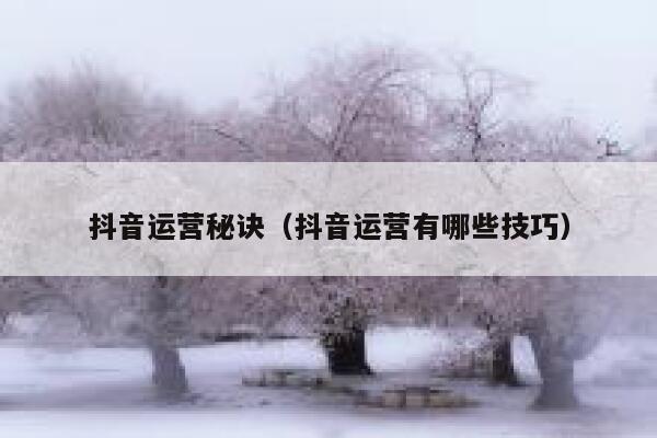 抖音运营秘诀（抖音运营有哪些技巧）